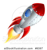 Vector Illustration of a Flying Rocket Ship by AtStockIllustration