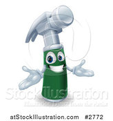 Vector Illustration of a Friendly 3d Green Handled Hammer Character by AtStockIllustration