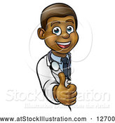 Vector Illustration of a Friendly Cartoon Black Doctor Giving Thumb-up Hand Gesture by AtStockIllustration