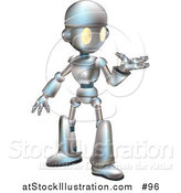 Vector Illustration of a Friendly Metal Robot Gesturing with One Hand by AtStockIllustration