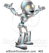 Vector Illustration of a Friendly Metal Robot with His Arms out by AtStockIllustration