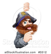 Vector Illustration of a Friendly Pirate Captain Pointing at a Sign by AtStockIllustration