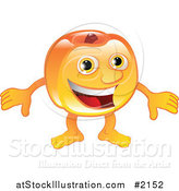Vector Illustration of a Friendly Smiling Peach Character by AtStockIllustration
