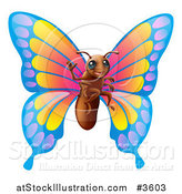Vector Illustration of a Friendly Waving Butterfly Mascot by AtStockIllustration