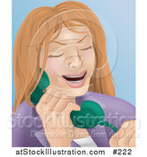 Vector Illustration of a Friendly Woman Making a Long Distance Call on a Landline Telephone by AtStockIllustration