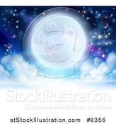 Vector Illustration of a Full Moon Glowing in a Night Sky over a Layer of Clouds by AtStockIllustration