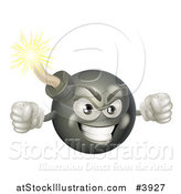 Vector Illustration of a Furious Bomb Mascot Holding up Fists by AtStockIllustration