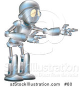 Vector Illustration of a Futuristic Robot Gesturing with Both Arms by AtStockIllustration
