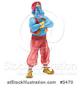 Vector Illustration of a Genie Standing with His Arms Folded by AtStockIllustration