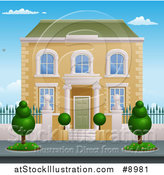 Vector Illustration of a Georgian or Victorian House with Topiary Plants by AtStockIllustration