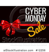 Vector Illustration of a Gift Bow with Cyber Monday Sale Text on Black by AtStockIllustration