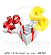 Vector Illustration of a Gift Box with a Springy Usd Currency Symbol by AtStockIllustration