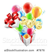 Vector Illustration of a Gift on a Spring, with Party Balloons by AtStockIllustration