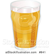Vector Illustration of a Glass of Frothy Beer with Bubbles Fizzing from the Bottom to the Top by AtStockIllustration