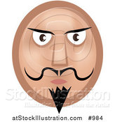 Vector Illustration of a Goatee Emoticon with Mustache and Black Eyebrows - Tan Version by AtStockIllustration