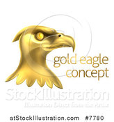 Vector Illustration of a Gold Bald Eagle Head with Sample Text by AtStockIllustration