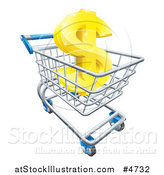 Vector Illustration of a Gold Dollar Symbol in a Shopping Cart by AtStockIllustration