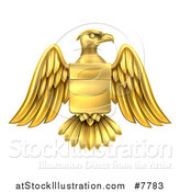Vector Illustration of a Gold Heraldic Coat of Arms Eagle with a Shield by AtStockIllustration