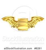 Vector Illustration of a Gold Heraldic Winged Shield with a Blank Banner Ribbon by AtStockIllustration