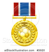 Vector Illustration of a Gold Soccer Ball Medal on a Ribbon by AtStockIllustration
