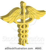 Vector Illustration of a Golden Caduceus with Double Helix Snakes by AtStockIllustration