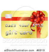 Vector Illustration of a Golden Gift Card with a Bow Design by AtStockIllustration