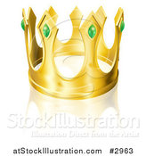 Vector Illustration of a Golden King Crown with Emeralds by AtStockIllustration