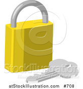 Vector Illustration of a Golden Padlock and Key by AtStockIllustration