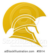 Vector Illustration of a Golden Spartan Trojan Helmet by AtStockIllustration