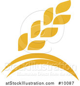 Vector Illustration of a Golden Wheat Grain and Arches Design by AtStockIllustration