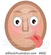 Vector Illustration of a Goofy Emoticon Sticking Tongue out - Tan Version by AtStockIllustration