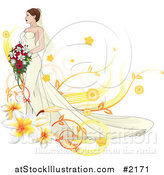 Vector Illustration of a Gorgeous Bride with Floral Elements by AtStockIllustration