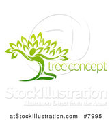 Vector Illustration of a Graceful Gradient Green Tree Man with Sample Text by AtStockIllustration