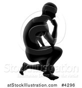 Vector Illustration of a Gradeint Black Silhouetted Man Thinking by AtStockIllustration