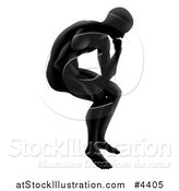 Vector Illustration of a Gradient Black Silhouetted Man in Thought by AtStockIllustration