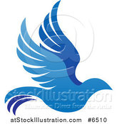 Vector Illustration of a Gradient Blue Bird Flying to the Right by AtStockIllustration