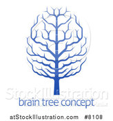 Vector Illustration of a Gradient Blue Brain Canopied Tree over Sample Text by AtStockIllustration