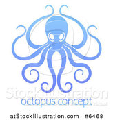 Vector Illustration of a Gradient Blue Octopus with Long Tentacles over Sample Text by AtStockIllustration
