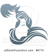 Vector Illustration of a Gradient Couple, with Long Hair Waving in the Wind by AtStockIllustration