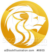 Vector Illustration of a Gradient Golden Male Lion Head Circle by AtStockIllustration