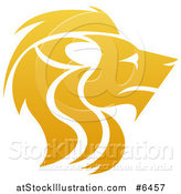 Vector Illustration of a Gradient Golden Male Lion Head in Profile by AtStockIllustration