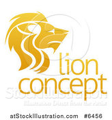 Vector Illustration of a Gradient Golden Male Lion Head in Profile over Sample Text by AtStockIllustration