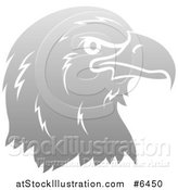 Vector Illustration of a Gradient Gray Eagle or Falcon Head in Profile by AtStockIllustration