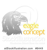 Vector Illustration of a Gradient Gray Eagle or Falcon Head in Profile by Sample Text by AtStockIllustration