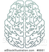 Vector Illustration of a Gradient Green Artificial Intelligence Circuit Board Brain by AtStockIllustration