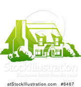 Vector Illustration of a Gradient Green Country Cottage House by AtStockIllustration