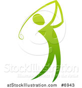 Vector Illustration of a Gradient Green Golfer Man Swinging a Club by AtStockIllustration