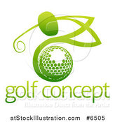 Vector Illustration of a Gradient Green Man Golfing over a Ball with Sample Text by AtStockIllustration