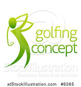 Vector Illustration of a Gradient Green Man Golfing with Sample Text by AtStockIllustration