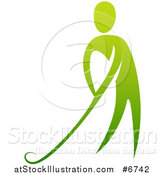 Vector Illustration of a Gradient Green Man Putting a Golf Club by AtStockIllustration